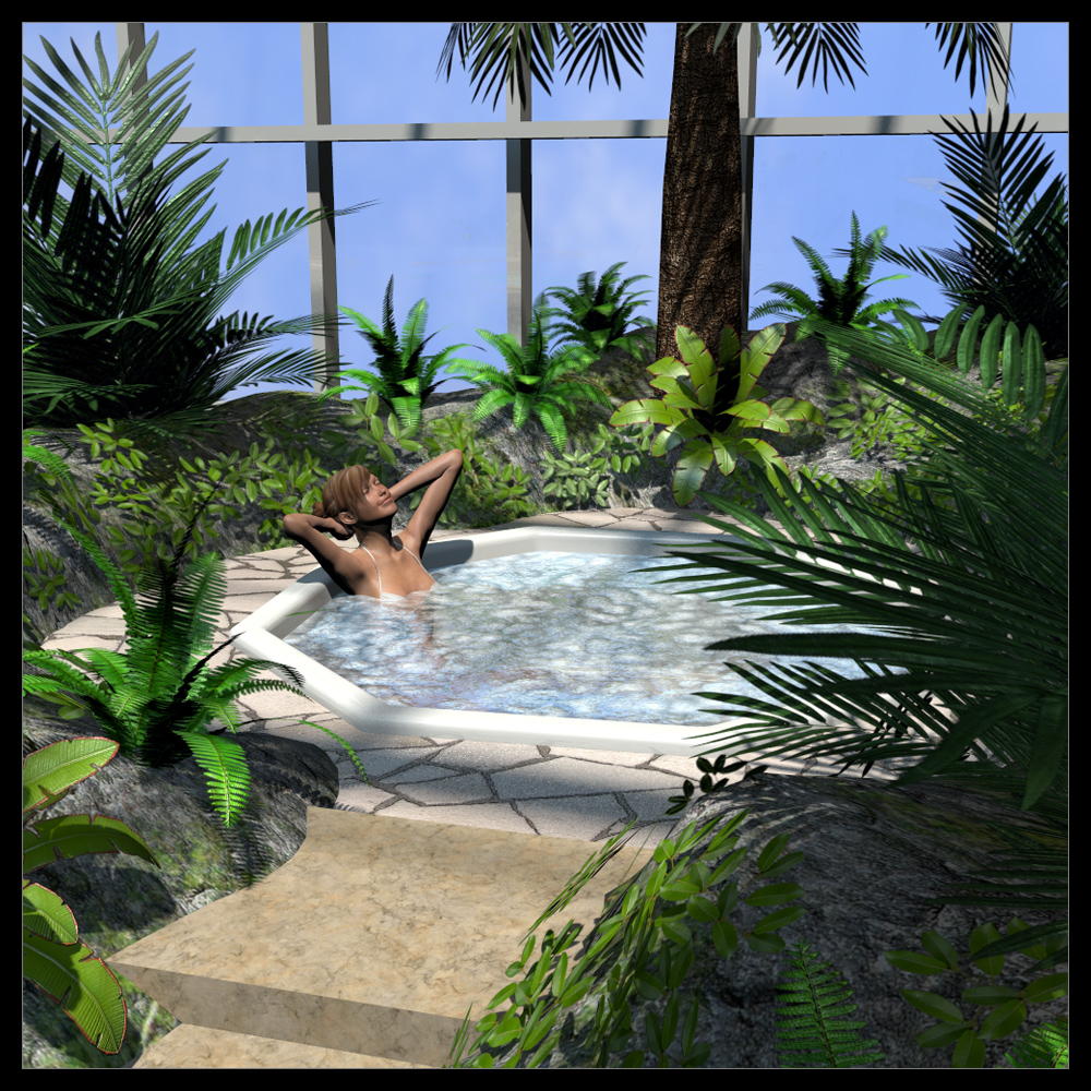 Tropical indoor public pool by N/A