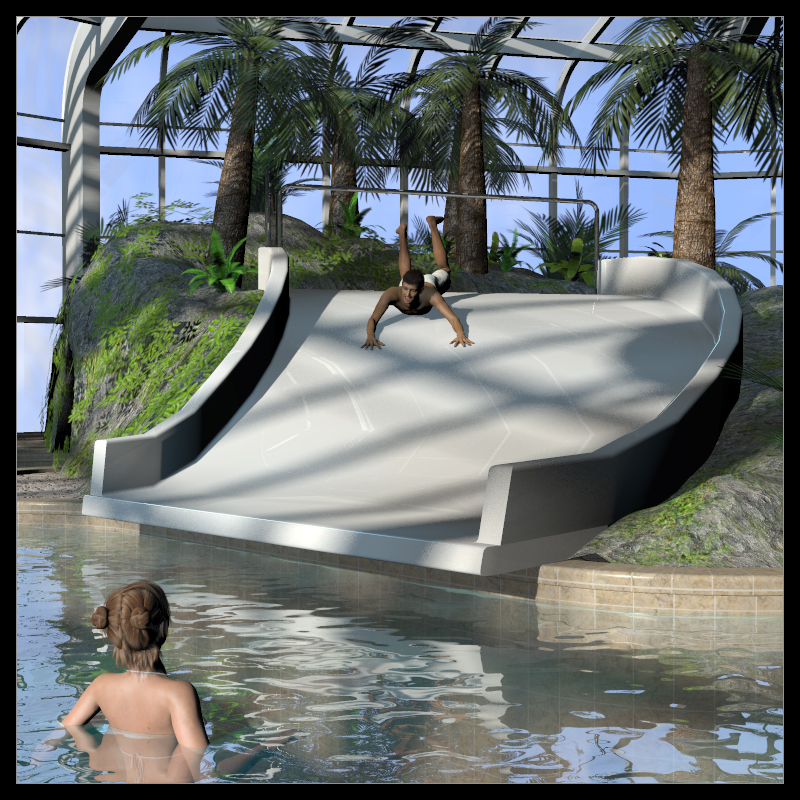Tropical indoor public pool by N/A