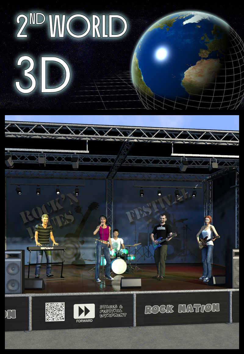 Rock band instruments and stage by N/A