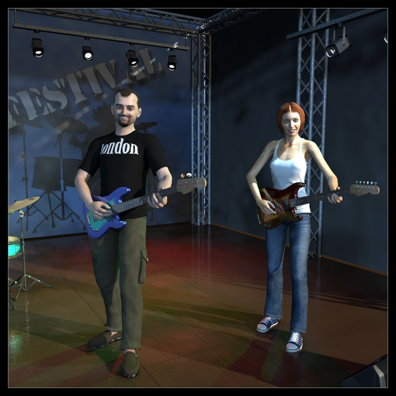 Rock band instruments and stage by N/A
