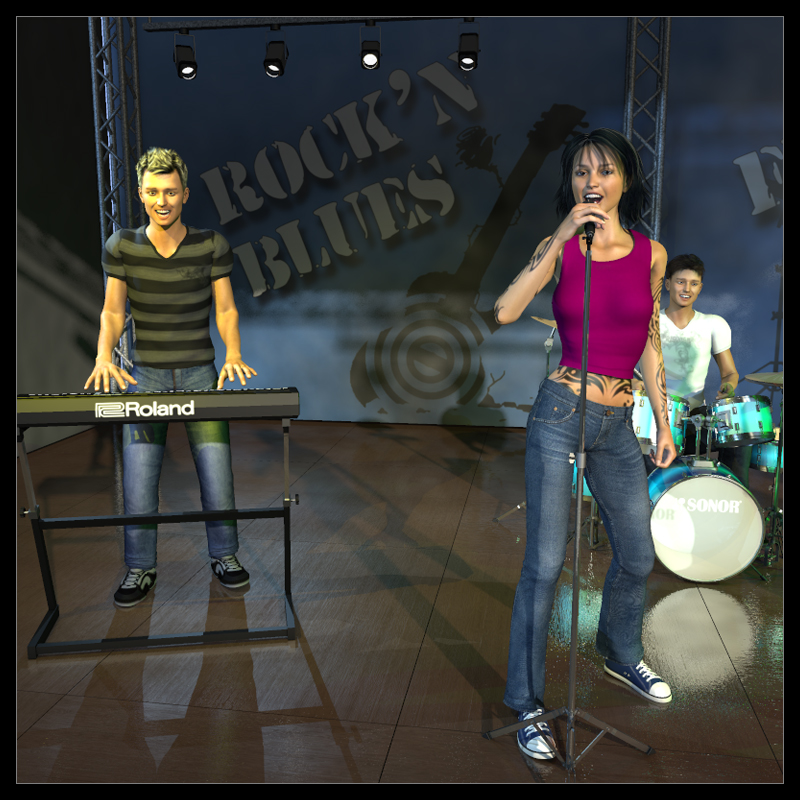 Rock band instruments and stage by N/A