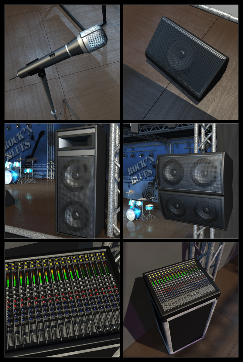 Rock band instruments and stage by N/A