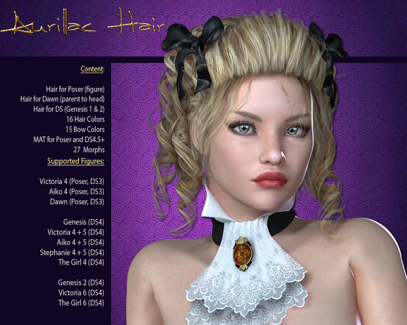 Aurillac Hair for V4 and G1, G2 by N/A