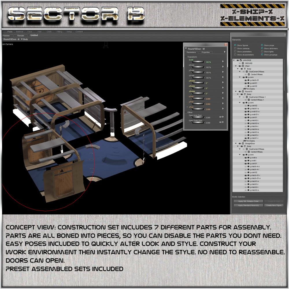 Ship Elements B1: Hallway Construction Set by N/A