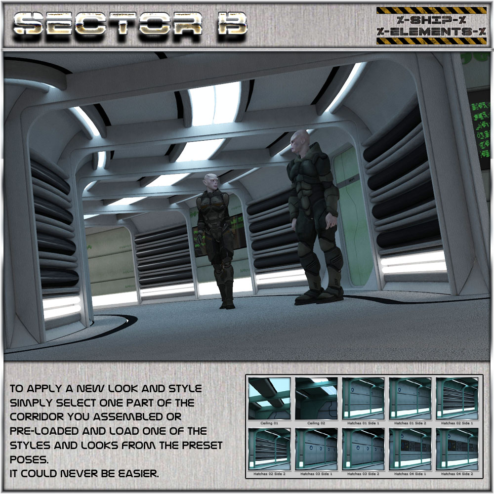 Ship Elements B1: Hallway Construction Set by N/A