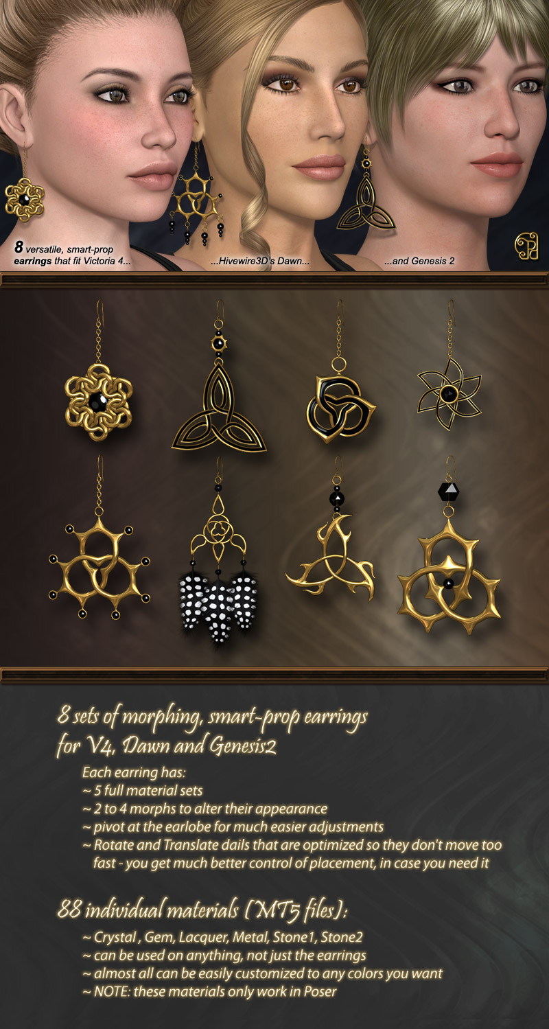 Pd-Tri-Knot Earrings V4-Dawn-Genesis2 by N/A
