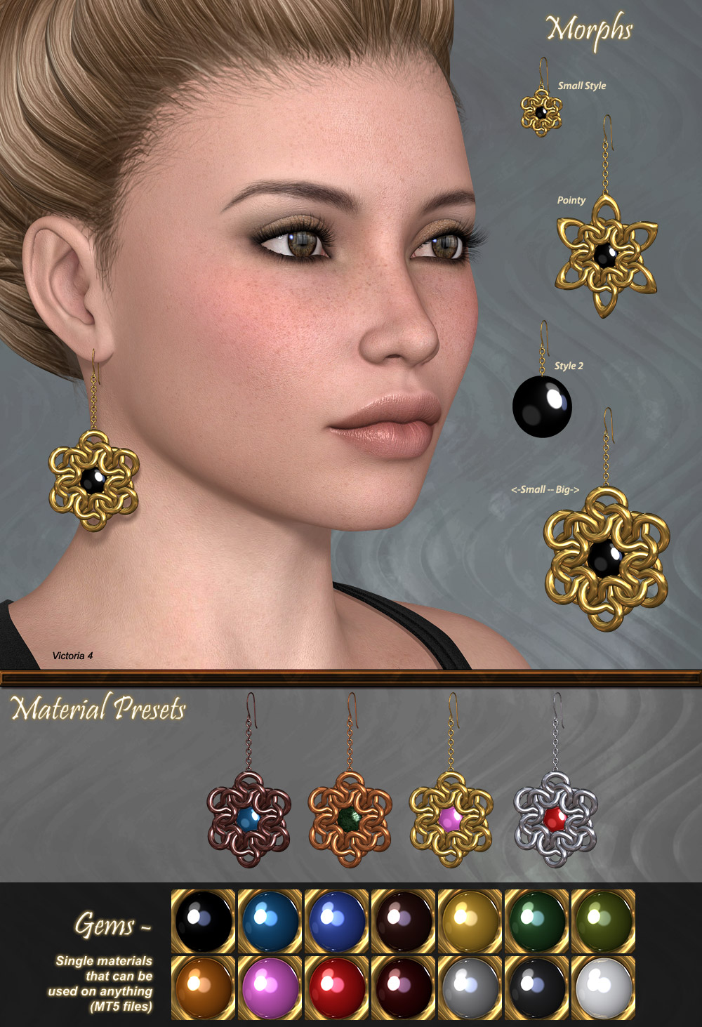 Pd-Tri-Knot Earrings V4-Dawn-Genesis2 by N/A