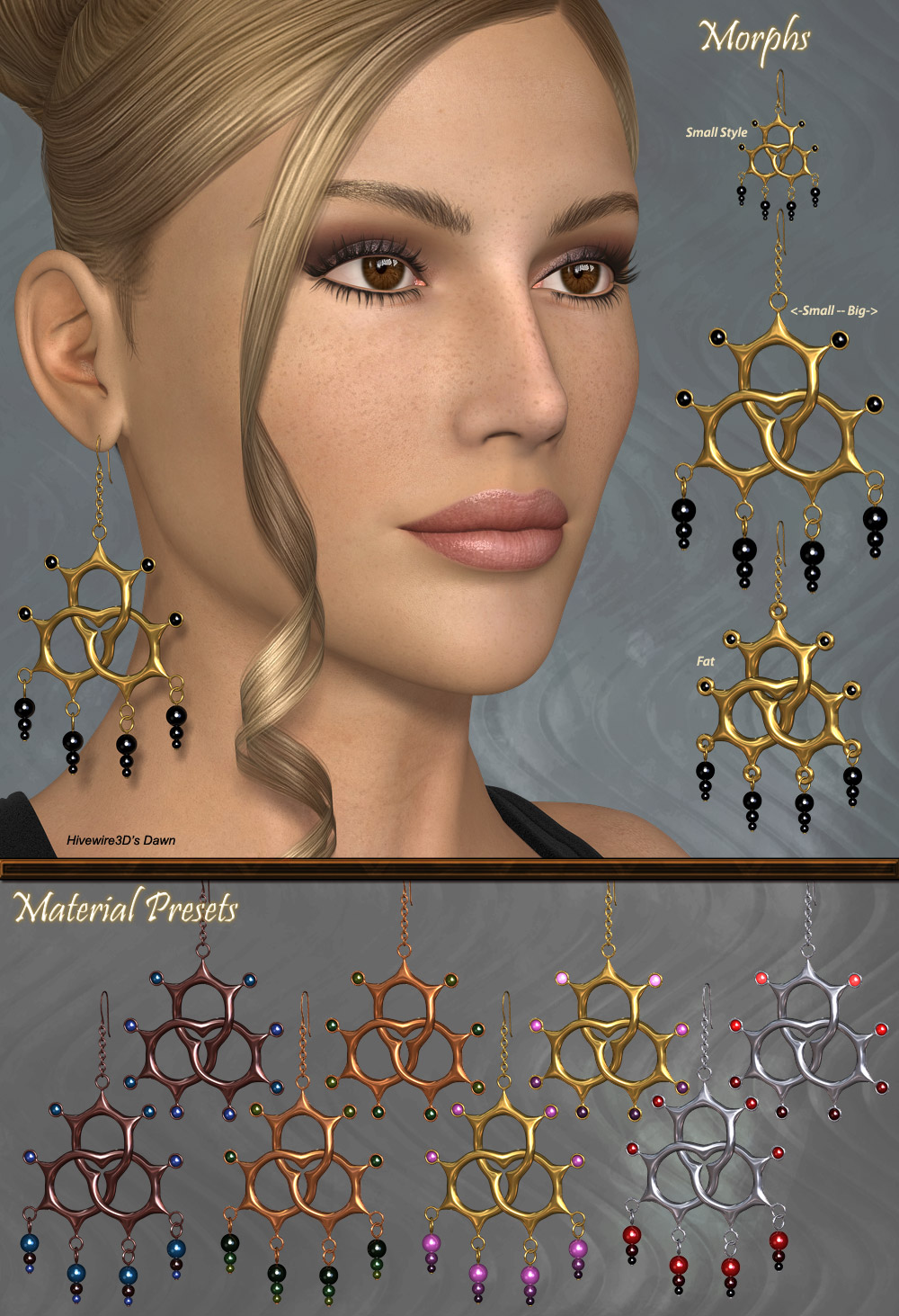 Pd-Tri-Knot Earrings V4-Dawn-Genesis2 by N/A