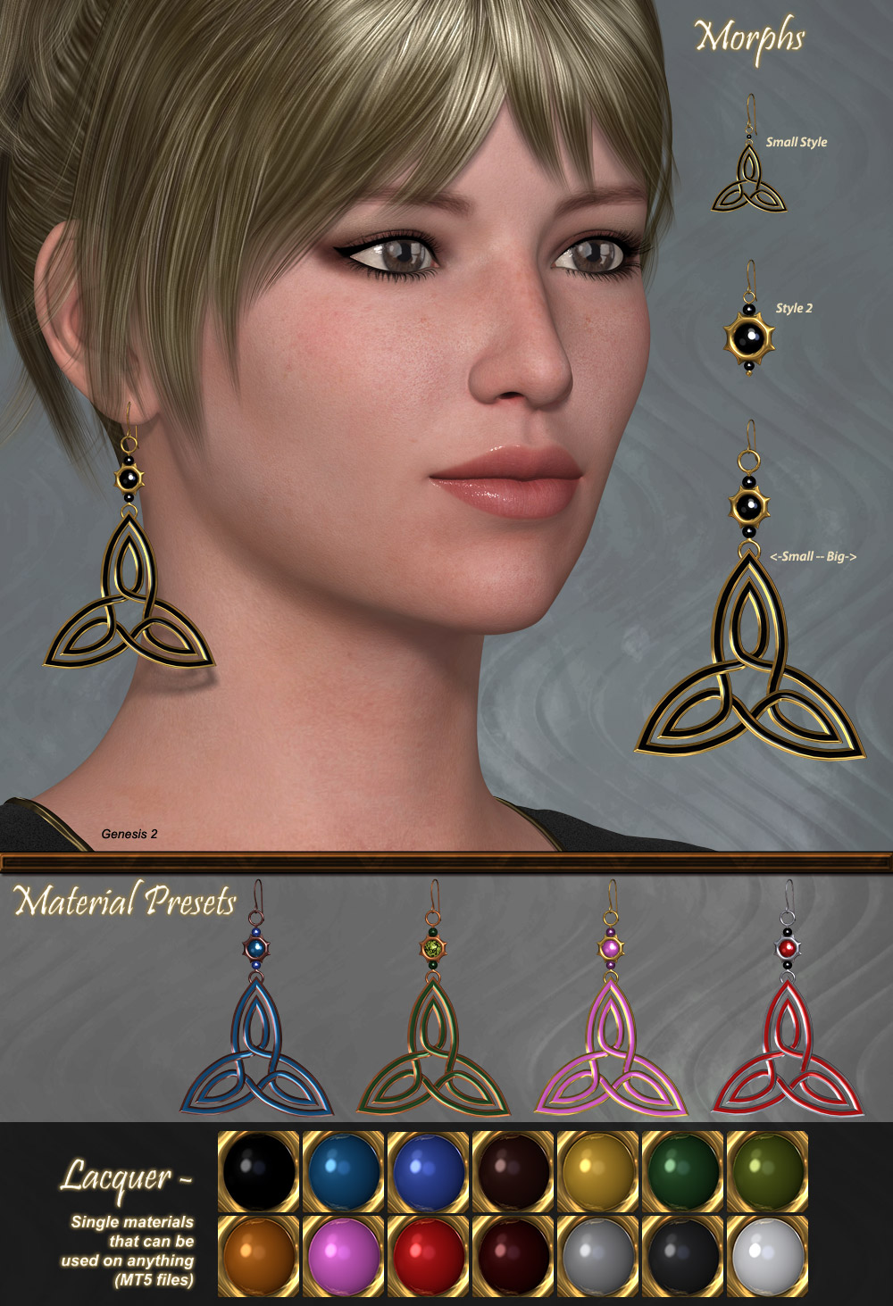 Pd-Tri-Knot Earrings V4-Dawn-Genesis2 by N/A