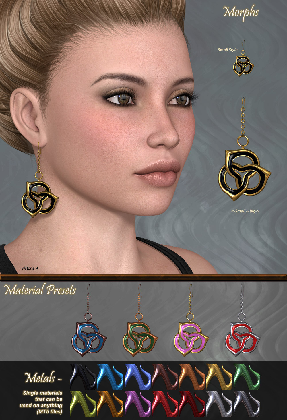 Pd-Tri-Knot Earrings V4-Dawn-Genesis2 by N/A