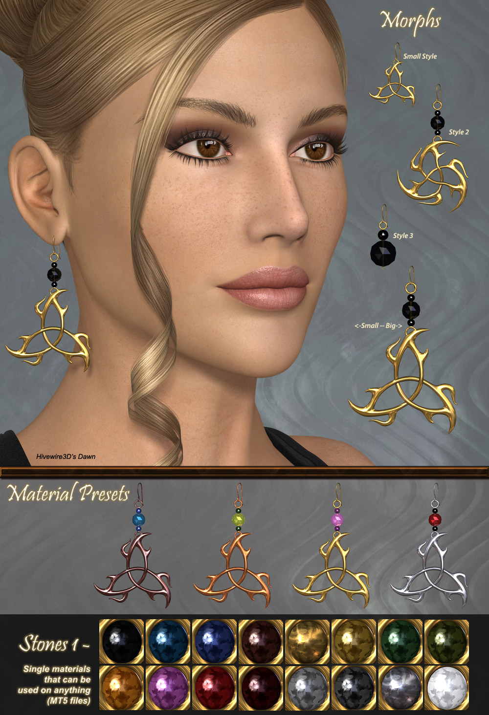 Pd-Tri-Knot Earrings V4-Dawn-Genesis2 by N/A