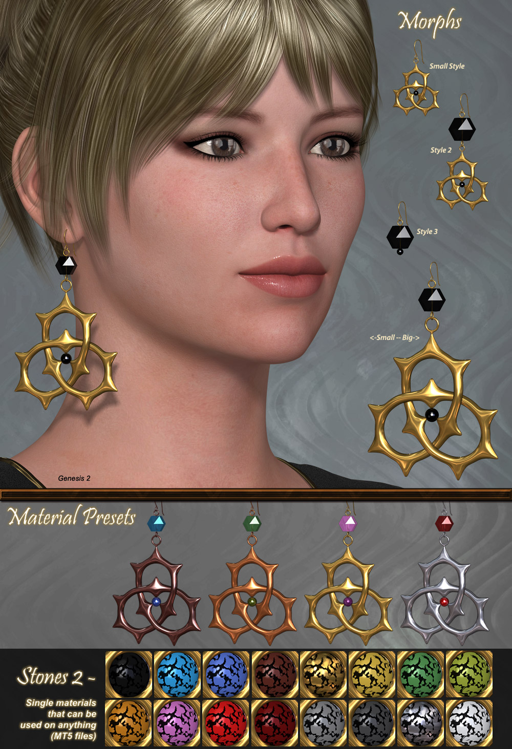 Pd-Tri-Knot Earrings V4-Dawn-Genesis2 by N/A