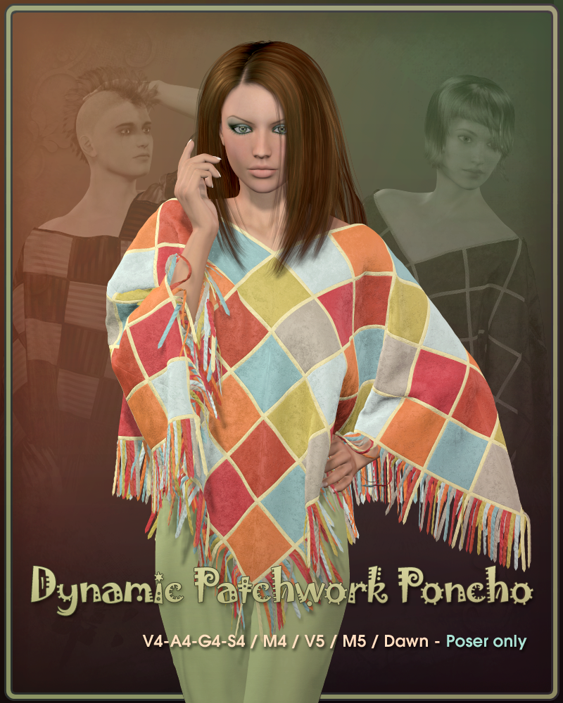 Dynamic Patchwork Poncho by N/A