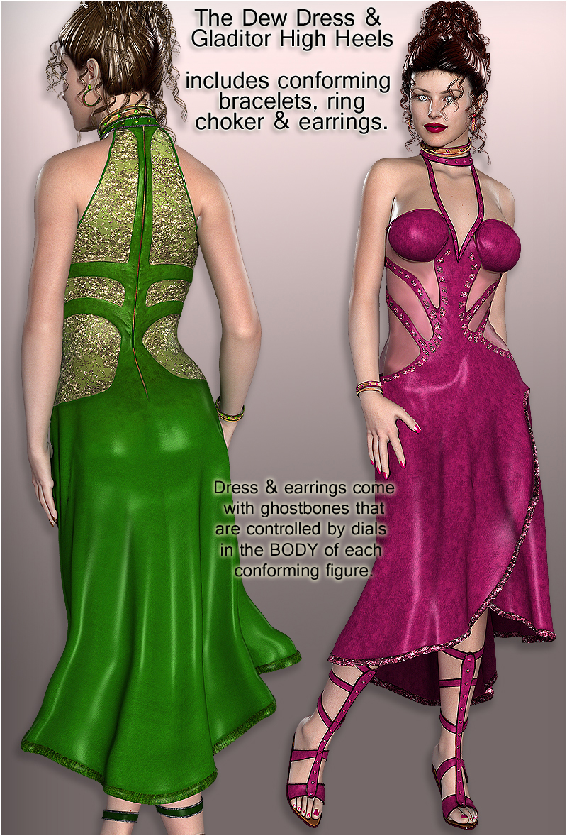 Dew Dress & Gladiator High Heels by N/A