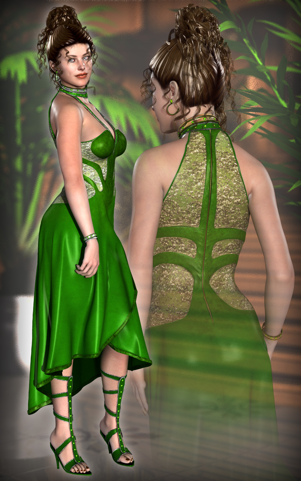 Dew Dress & Gladiator High Heels by N/A