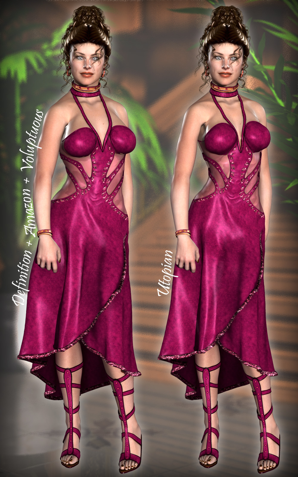 Dew Dress & Gladiator High Heels by N/A