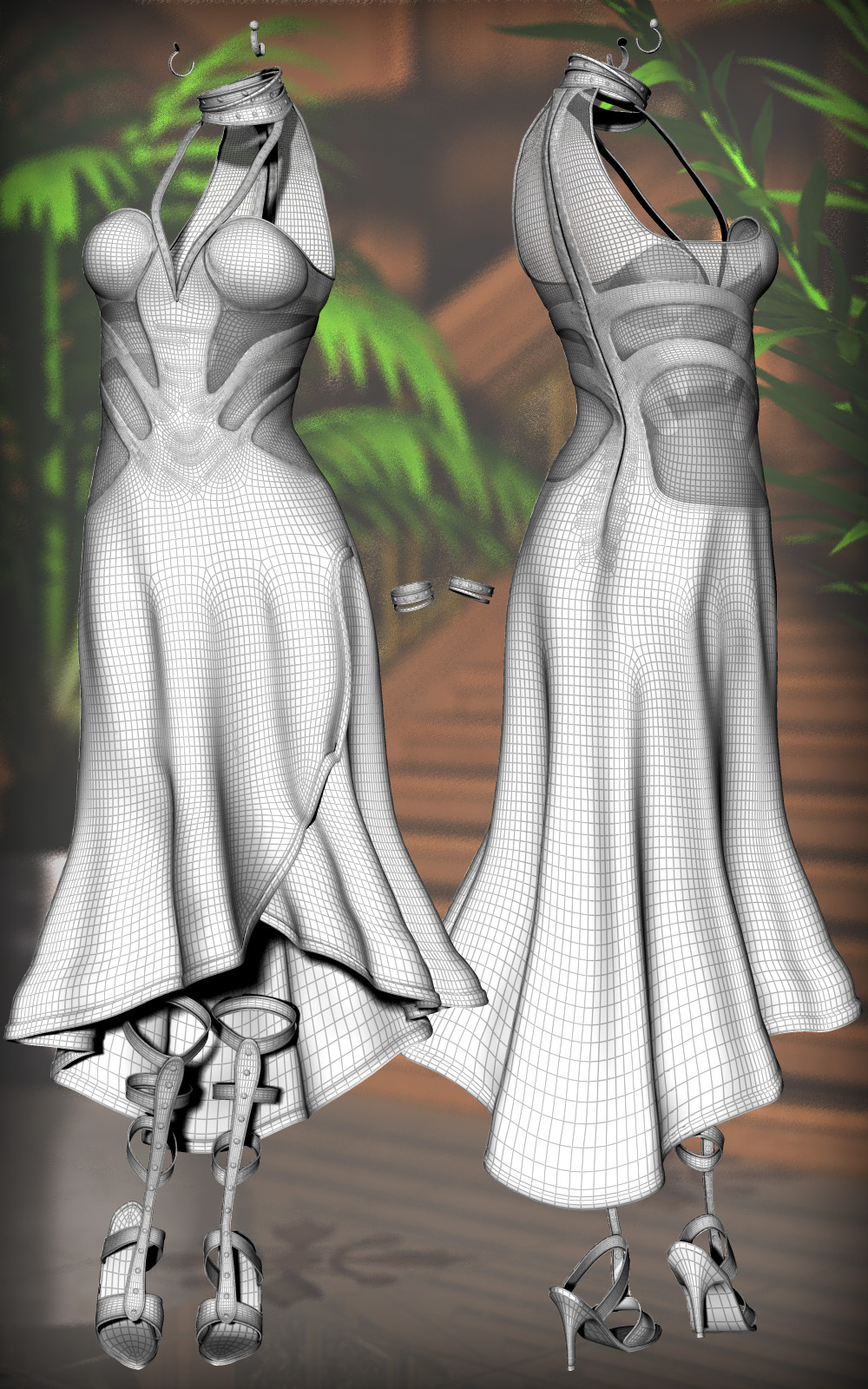 Dew Dress & Gladiator High Heels by N/A