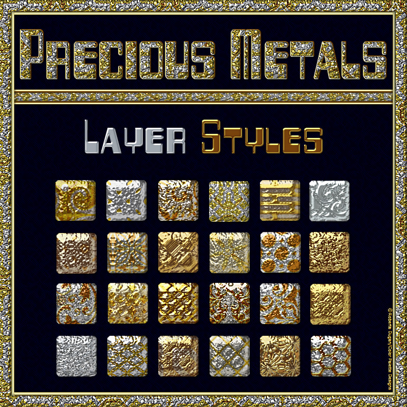 BLING! Precious Metals Layer Styles by N/A