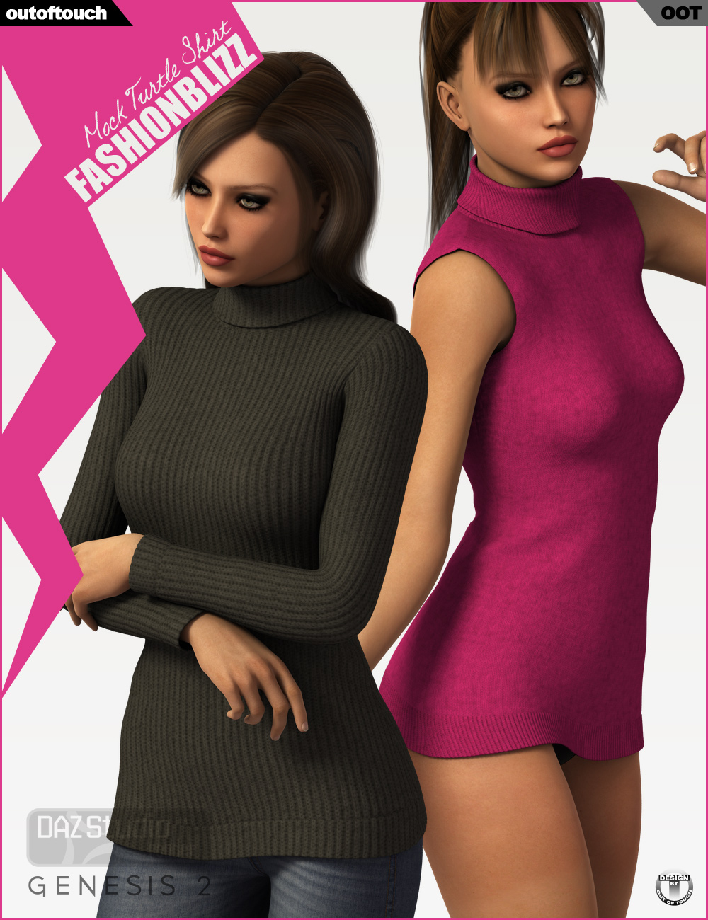 Fashion Blizz - Mock Turtle Neck for Genesis 2 Female(s) by N/A