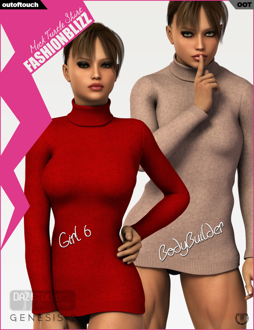 Fashion Blizz - Mock Turtle Neck for Genesis 2 Female(s) by N/A