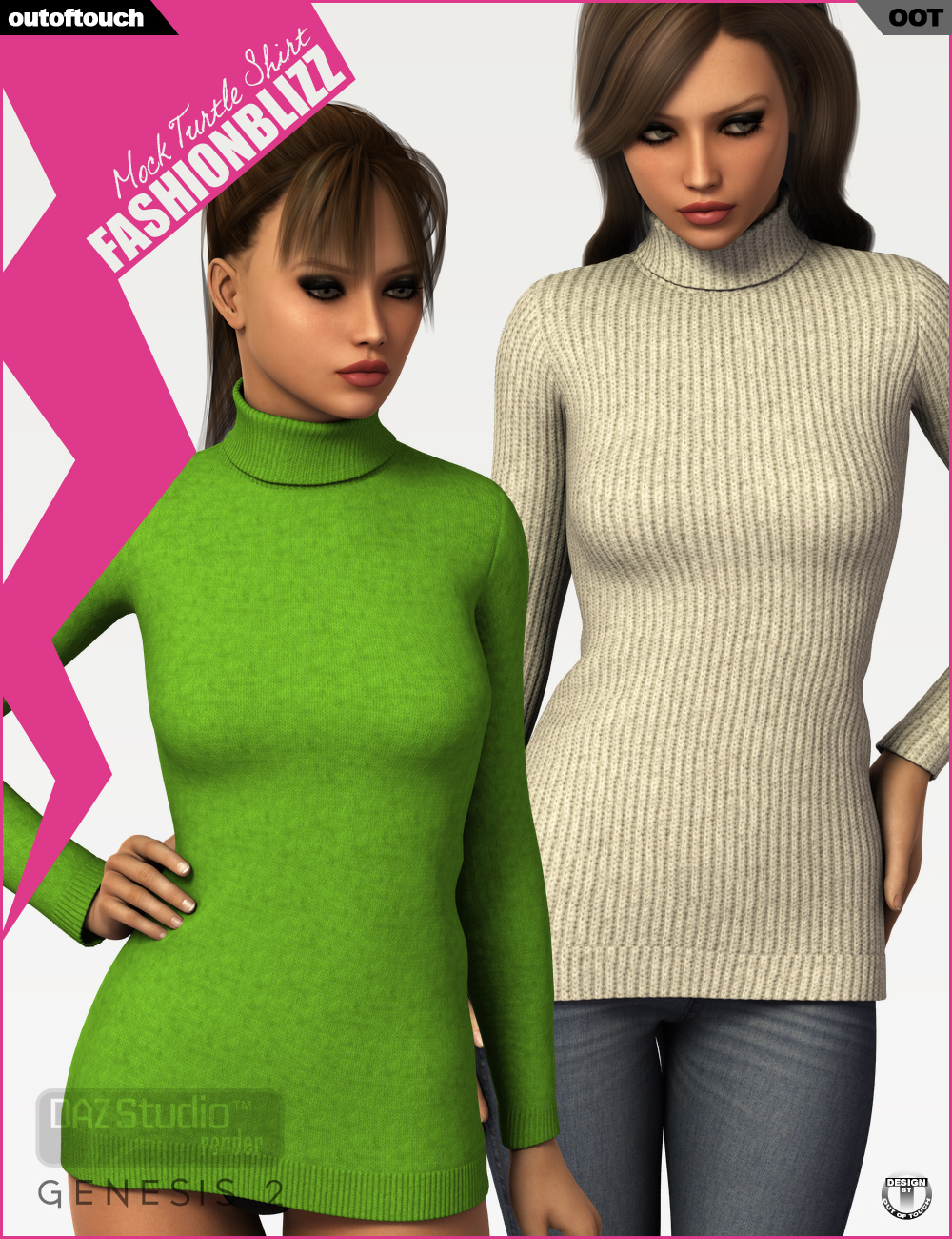 Fashion Blizz - Mock Turtle Neck for Genesis 2 Female(s) by N/A