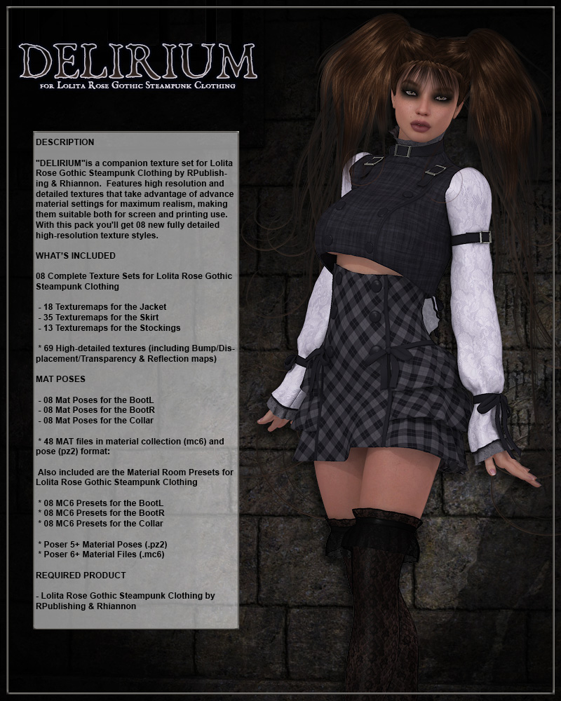 DELIRIUM for Lolita Rose Gothic Steampunk Clothing by N/A