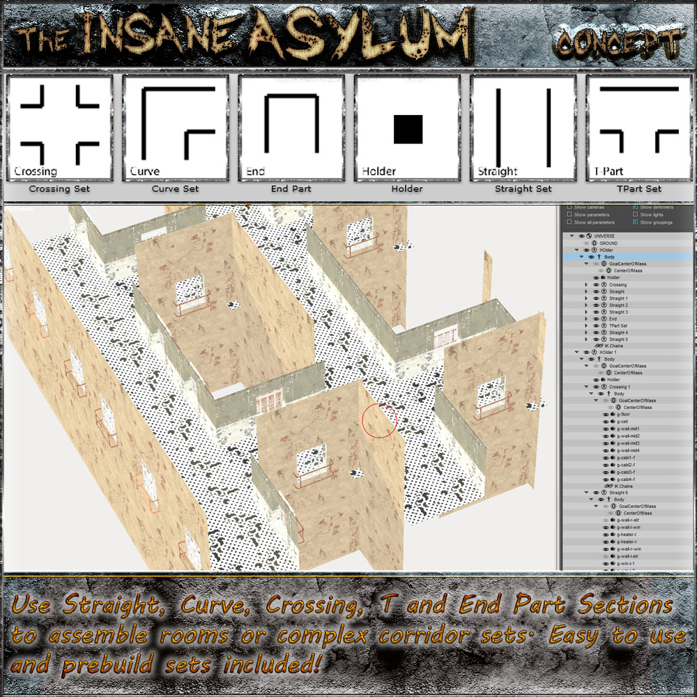 Insane Asylum 1: Corridor/Room Construction Set by N/A