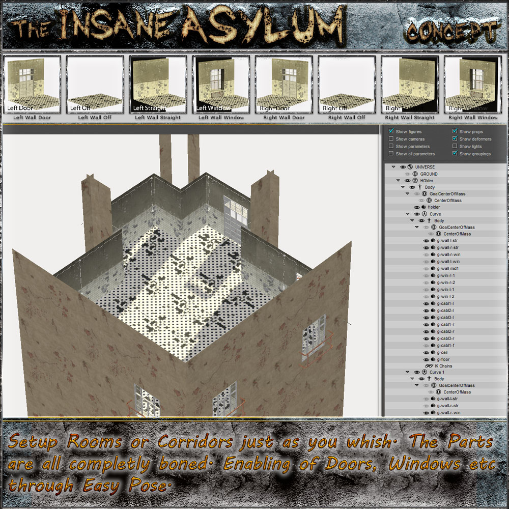Insane Asylum 1: Corridor/Room Construction Set by N/A