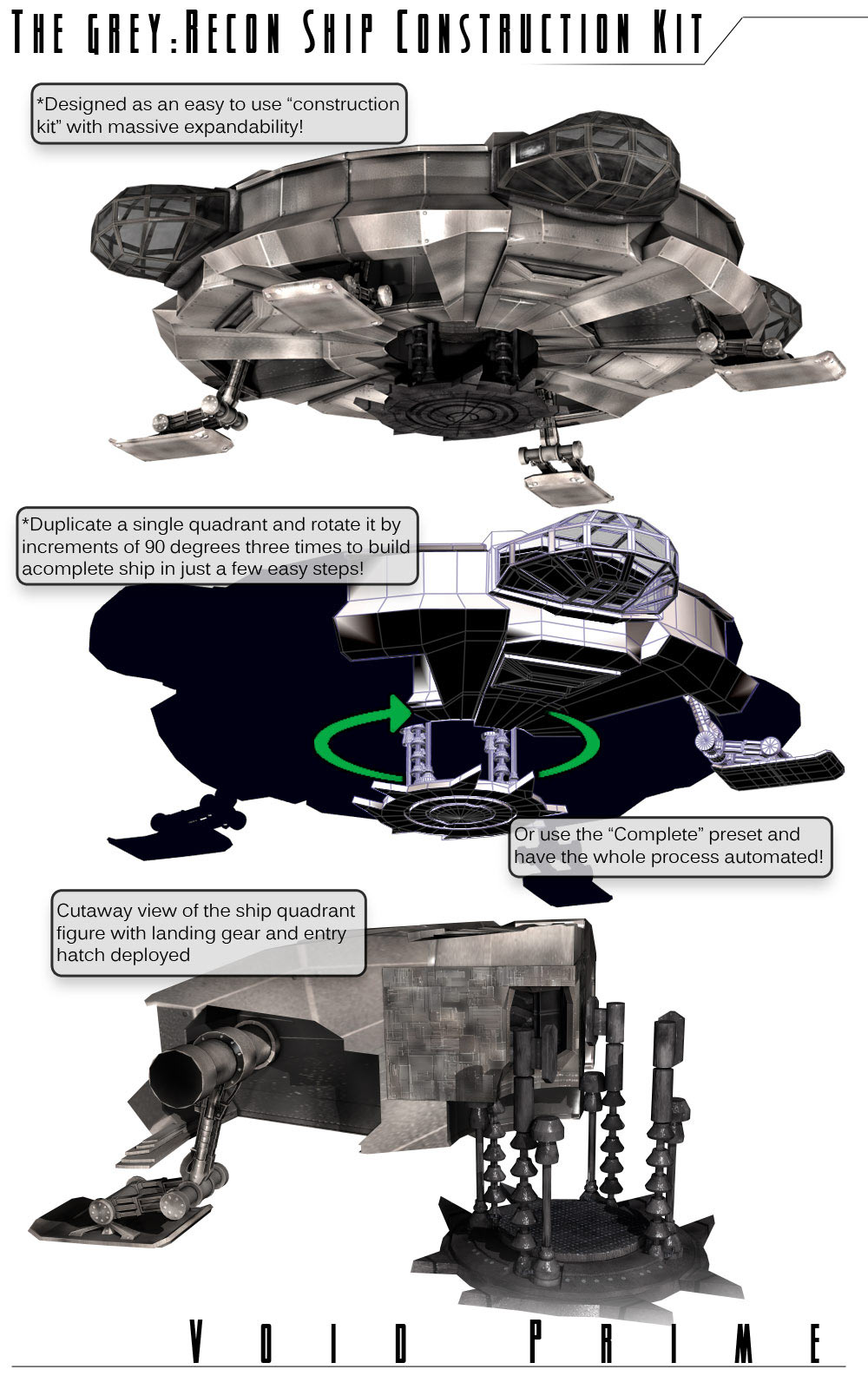 Void Prime: Grey Alien Recon Ship Construction Kit by N/A