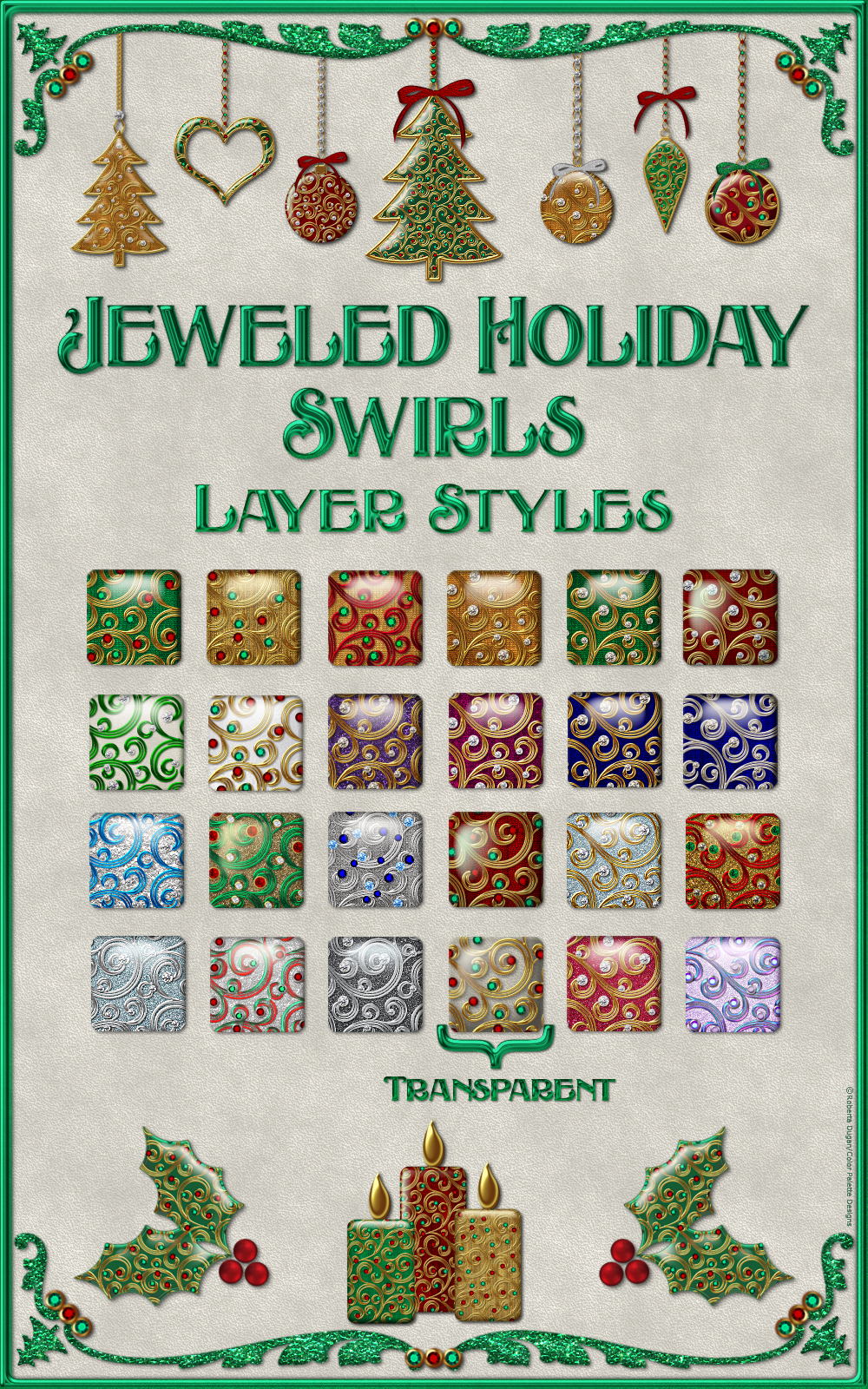 Jeweled Holiday Swirls Layer Styles by N/A