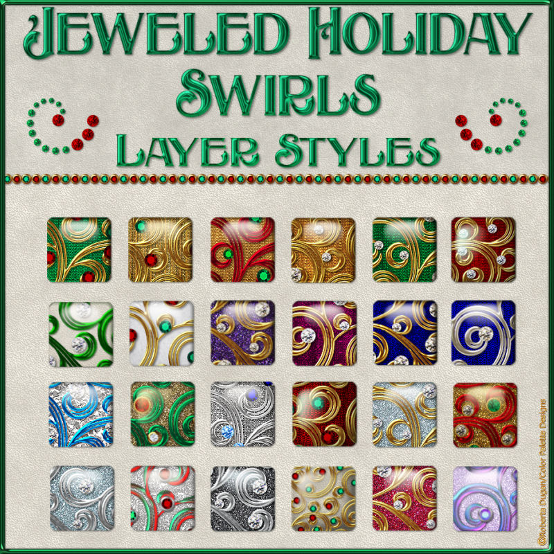 Jeweled Holiday Swirls Layer Styles by N/A