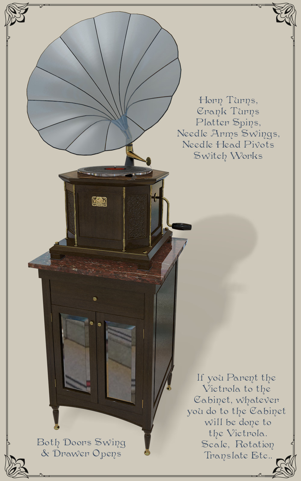 Country Home Victrola and Cabinet by N/A