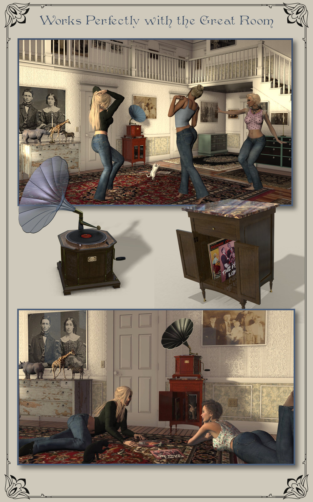 Country Home Victrola and Cabinet by N/A