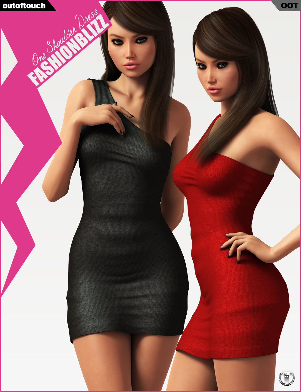 Fashion Blizz - One Shoulder Dress for Genesis 2 Female(s) by N/A
