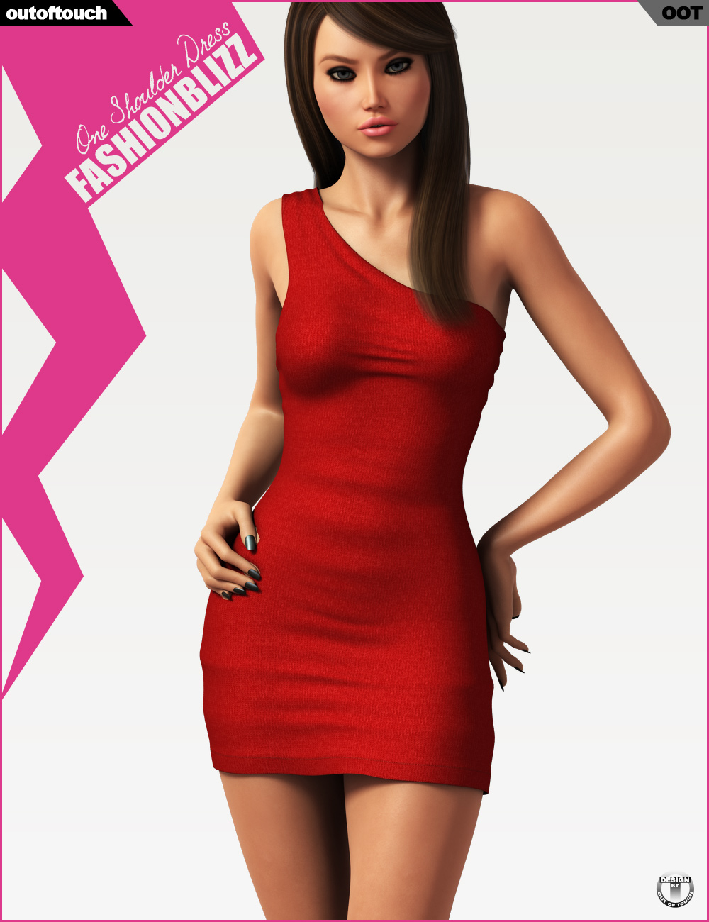 Fashion Blizz - One Shoulder Dress for Genesis 2 Female(s) by N/A