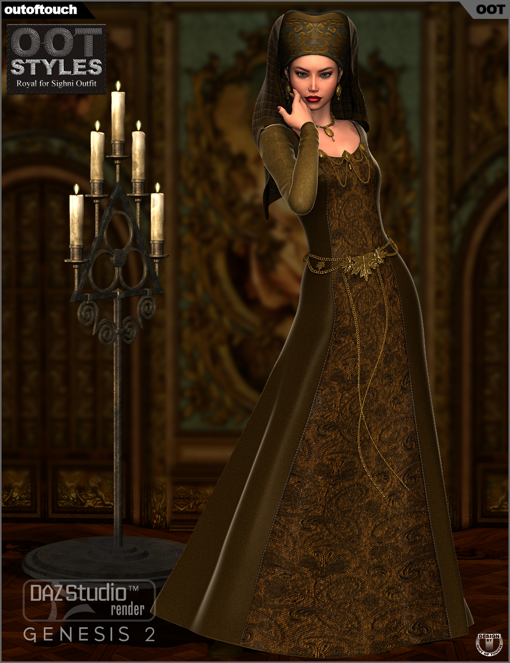 OOT Styles for Sighni Outfit & Medieval Fantasy Accessories for Genesis 2 Female by N/A
