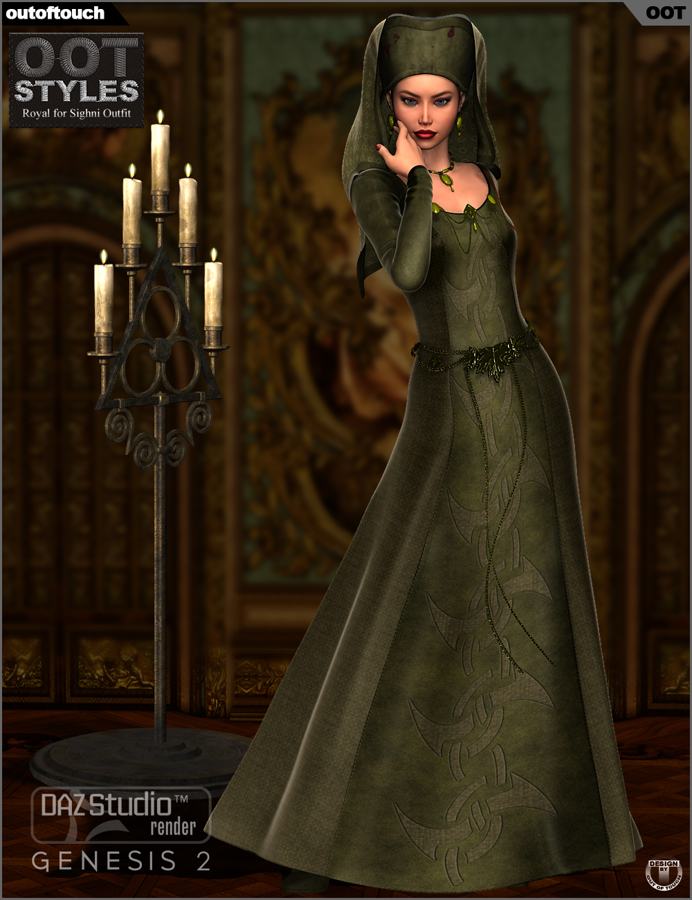 OOT Styles for Sighni Outfit & Medieval Fantasy Accessories for Genesis 2 Female by N/A