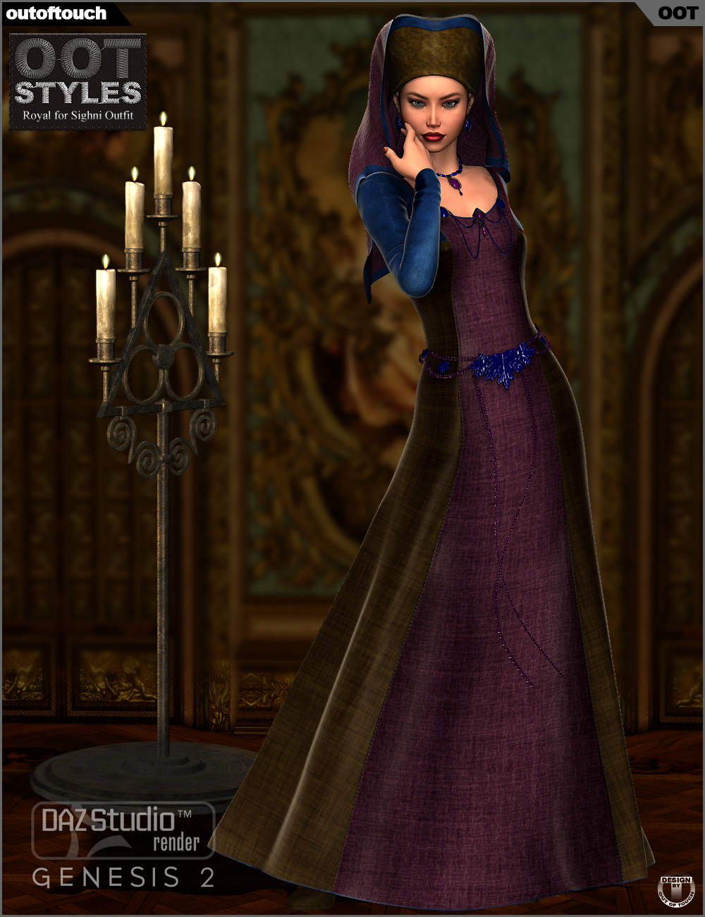 OOT Styles for Sighni Outfit & Medieval Fantasy Accessories for Genesis 2 Female by N/A