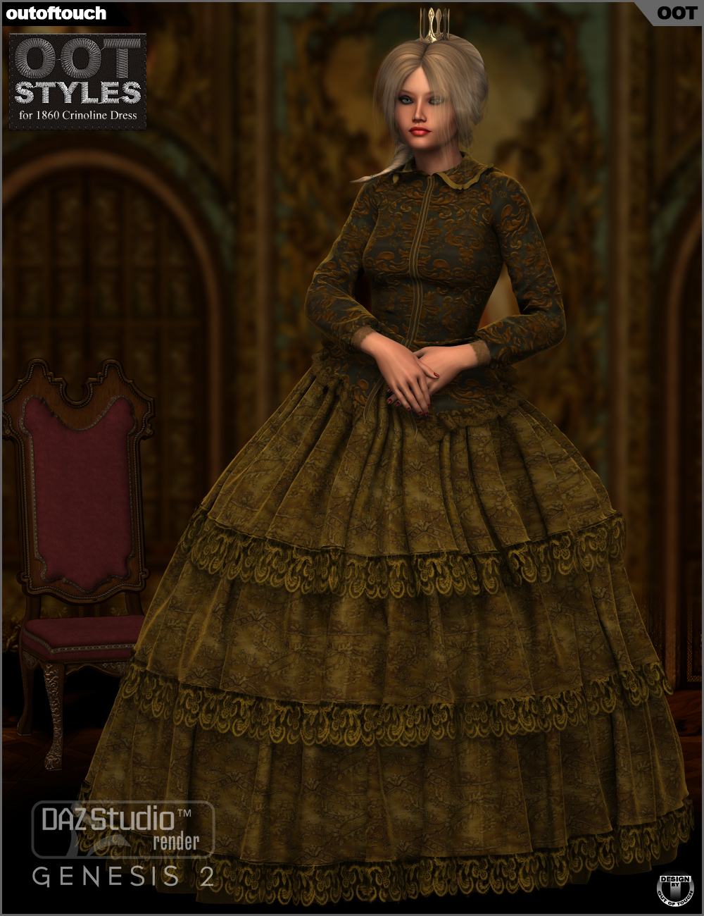ROYAL STYLES for 1860 Crinoline Dress for Genesis 2 Female(s) by N/A