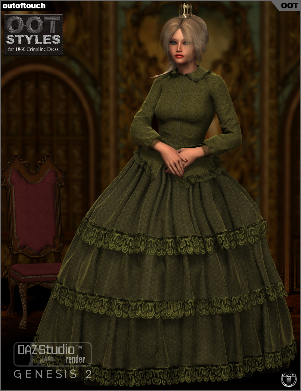 ROYAL STYLES for 1860 Crinoline Dress for Genesis 2 Female(s) by N/A