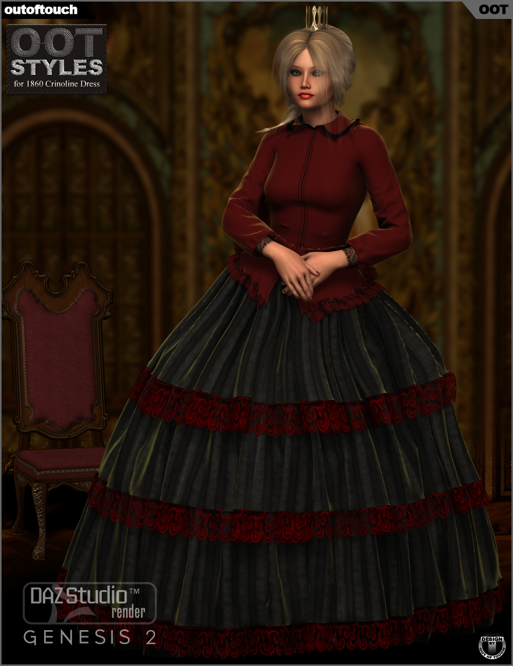 ROYAL STYLES for 1860 Crinoline Dress for Genesis 2 Female(s) by N/A