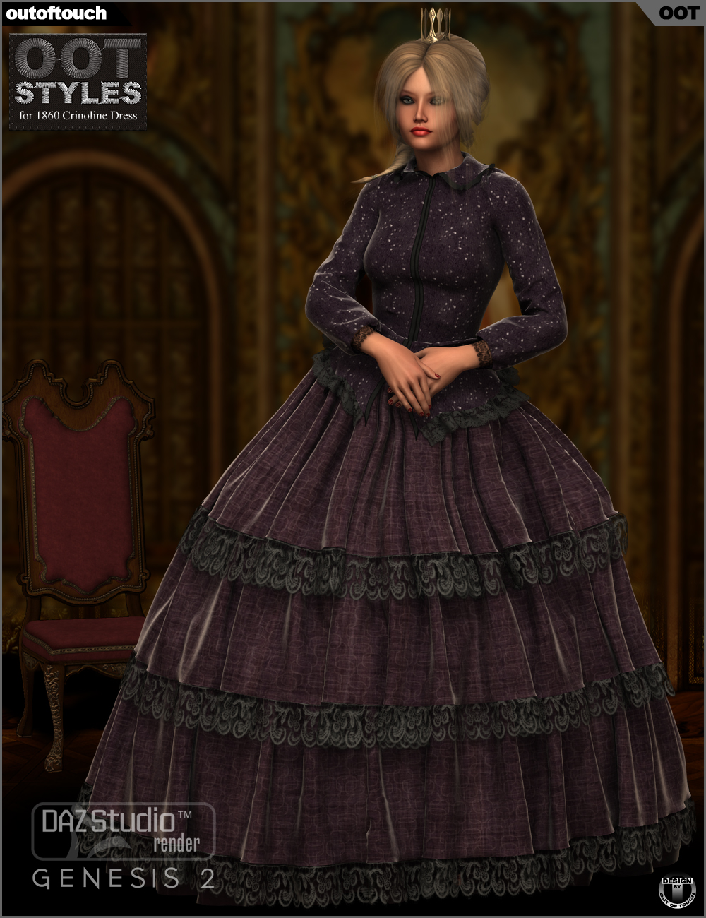 ROYAL STYLES for 1860 Crinoline Dress for Genesis 2 Female(s) by N/A