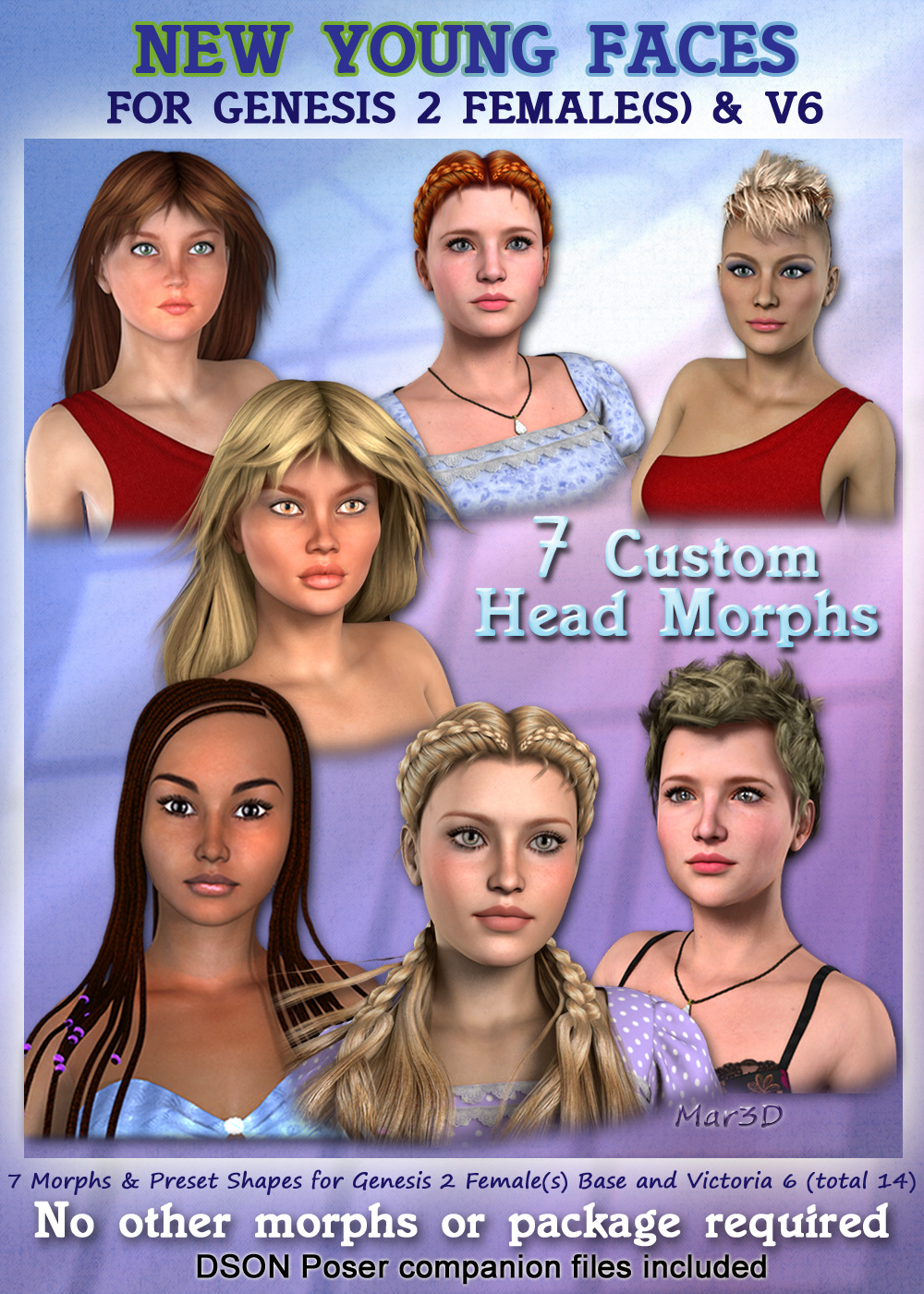 New Young Faces for G2F & V6  Custom Head Morphs by N/A