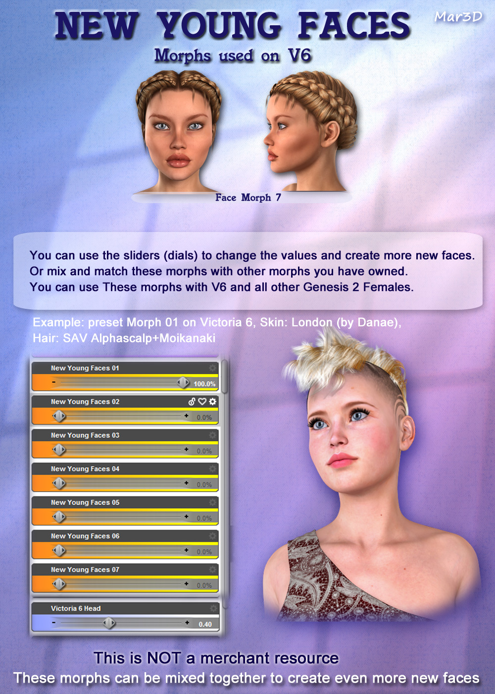 New Young Faces for G2F & V6  Custom Head Morphs by N/A