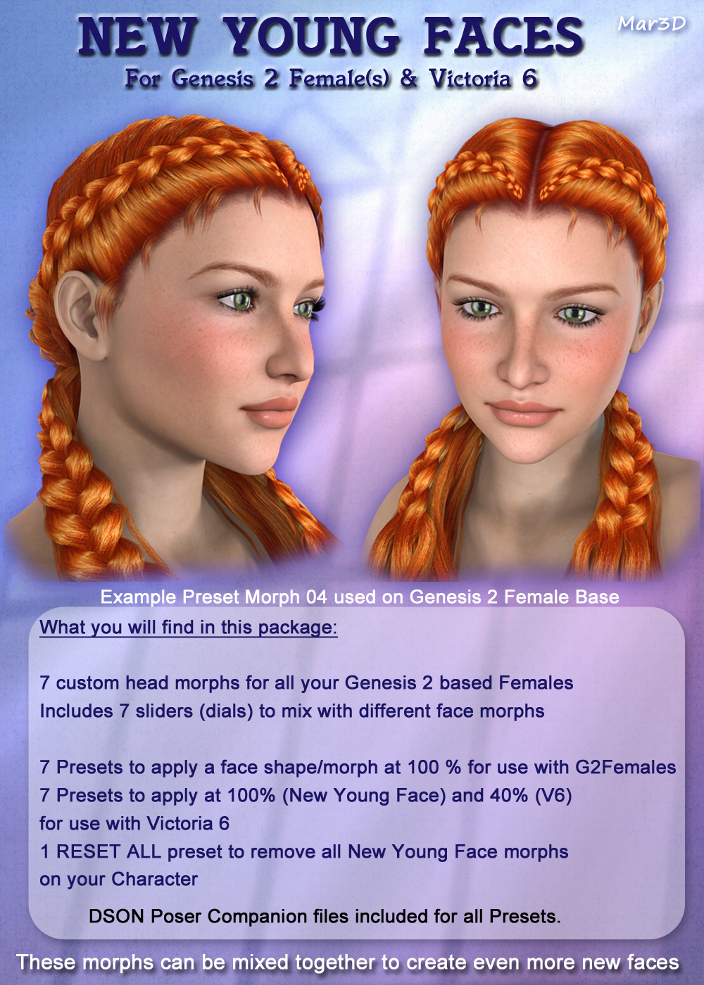 New Young Faces for G2F & V6  Custom Head Morphs by N/A