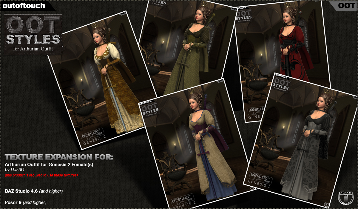 ROYAL STYLES for Arthurian Outfit for Genesis 2 Female(s) by N/A