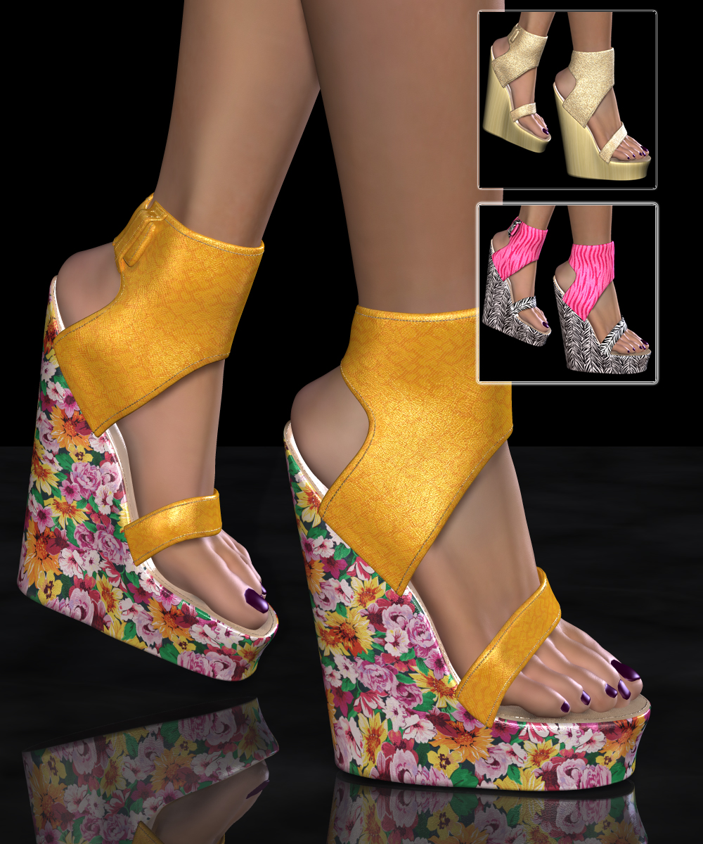 COSMOPOLITAN - S1M Scarlet: Footwear - Ankle Cuff Platform Wedge by N/A