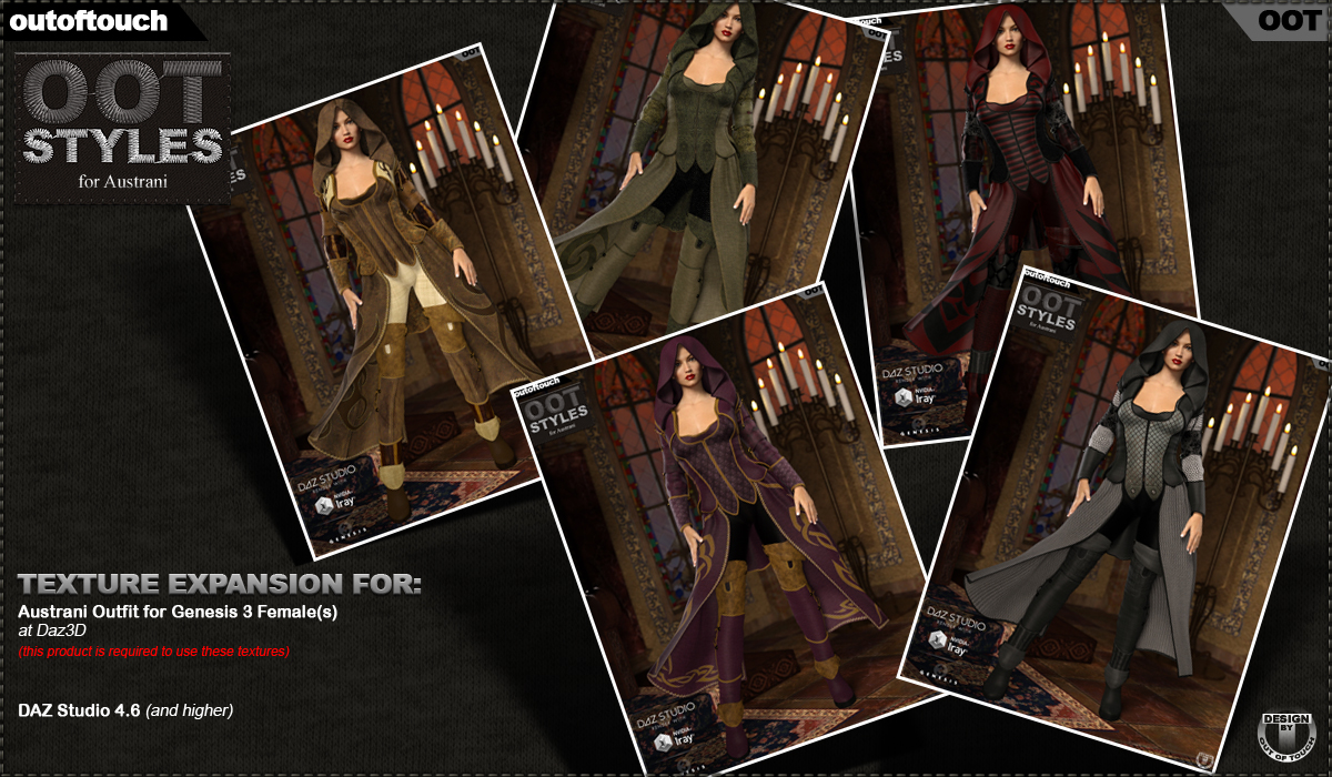 OOT Styles for Austrani Outfit for Genesis 3 Female(s) by N/A