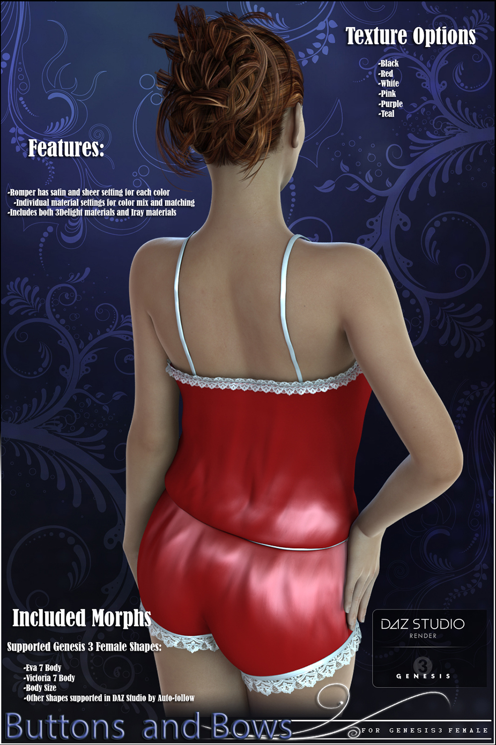 Buttons and Bows for Genesis 3 Female(s) by N/A