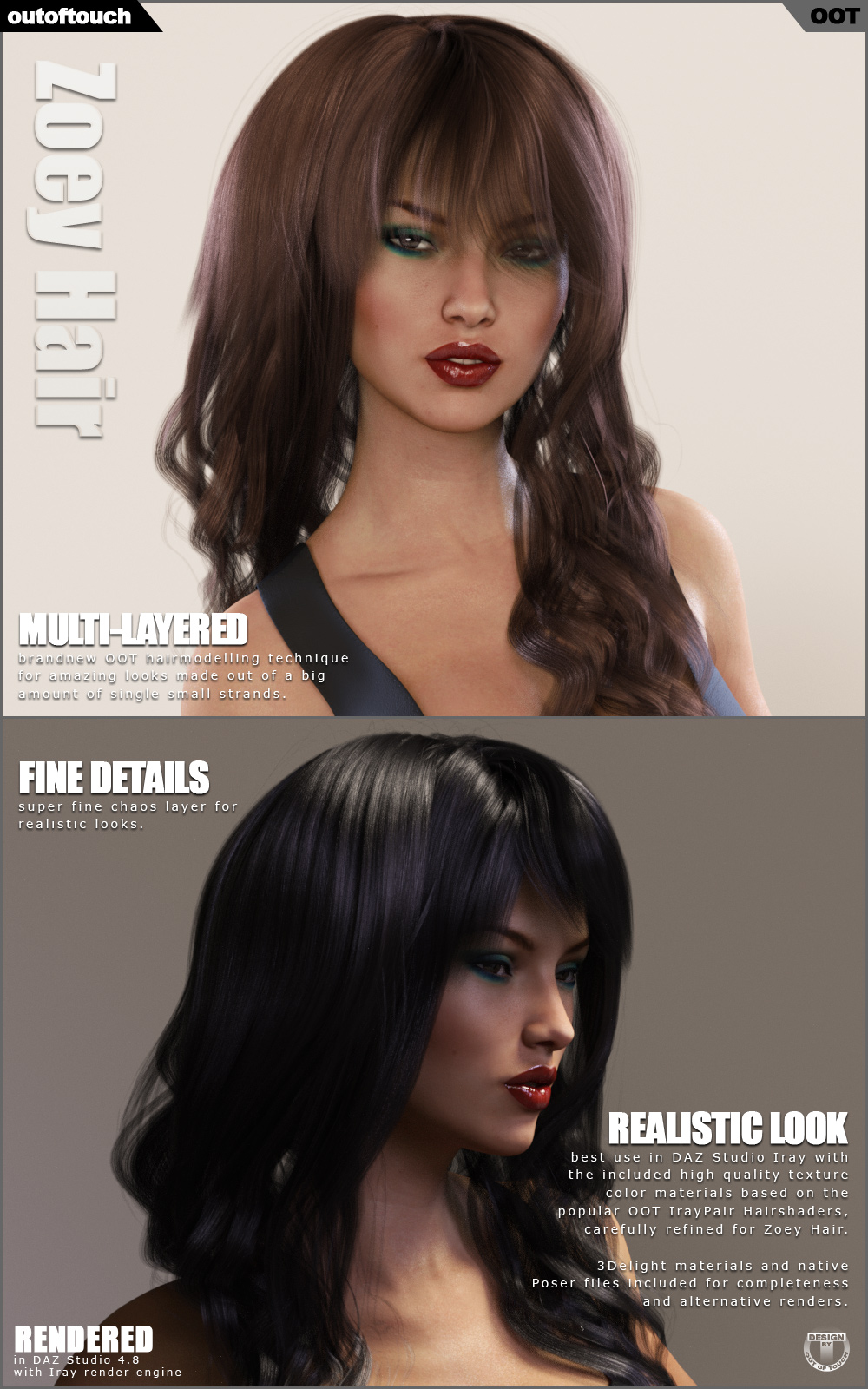 Zoey Hair V4, G2F, G3F by N/A